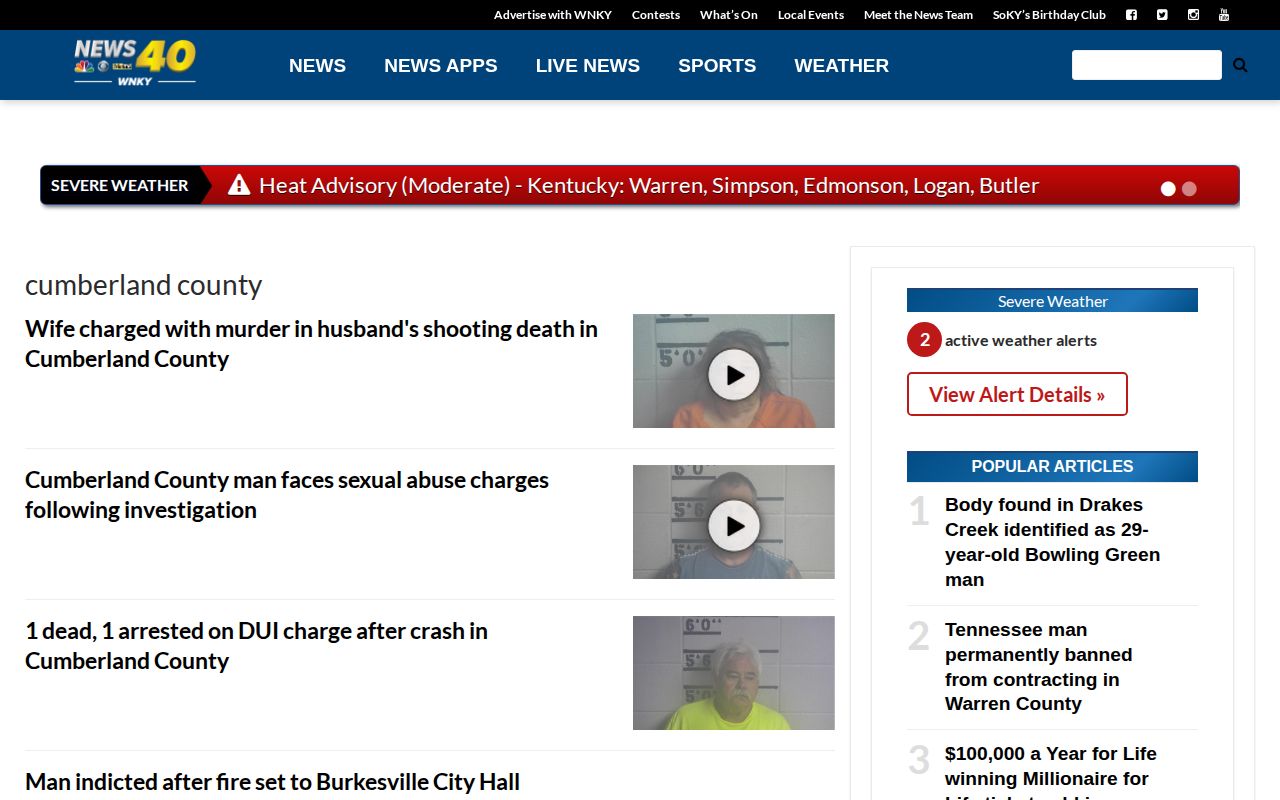 WNKY Cumberland County news topic page